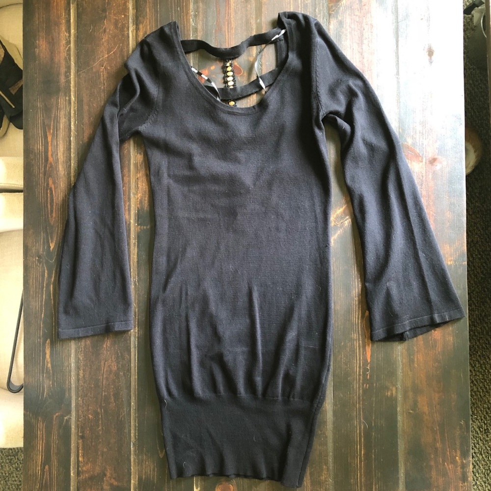 Black bell sleeve dress
